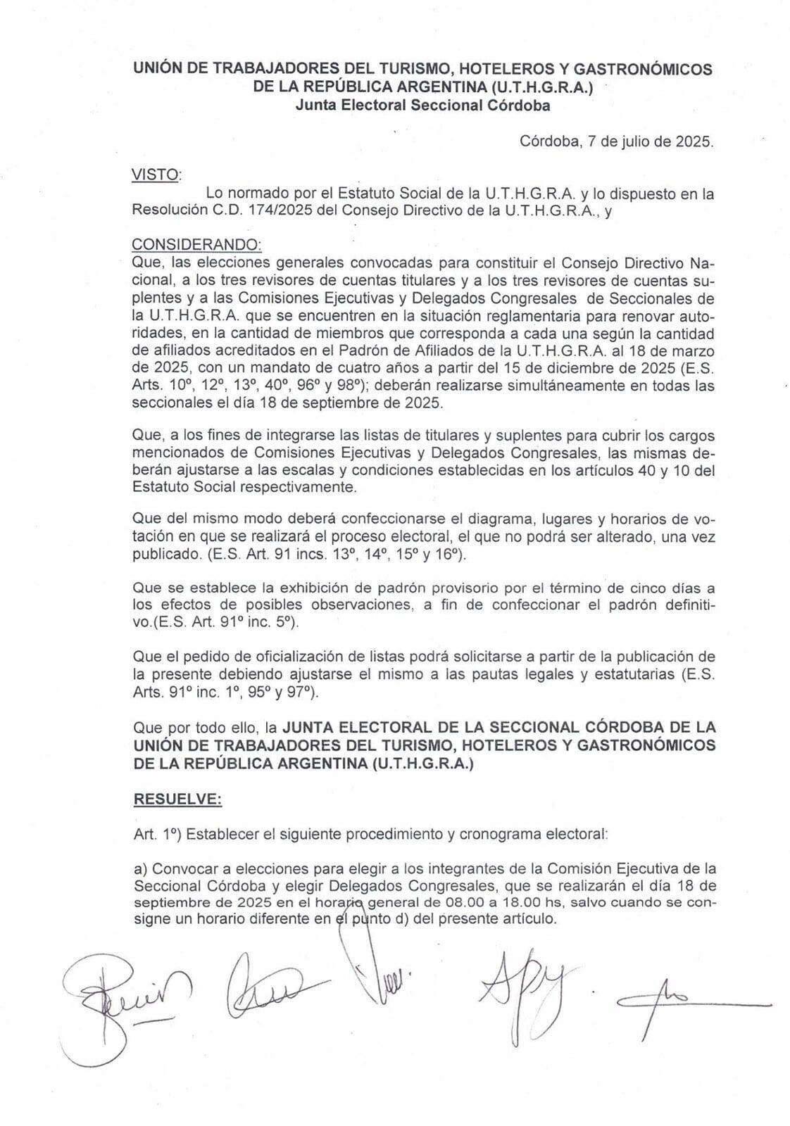 Acta de Publicación de Convocatoria a Elecciones 2025